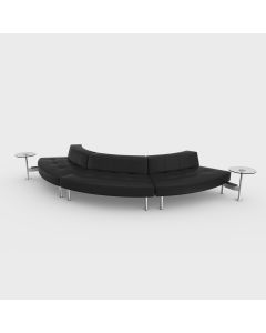 Endless Powered Small Curve Low Back Sofa w/ 2 Round Glass Tables
