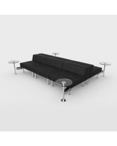Endless Powered Double Square Low Back Sofa w/ 4 Glass Round Tables