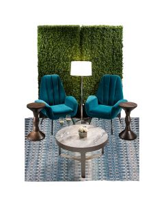 Chair rental package featuring blue accent chairs