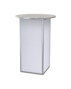 unlit bar table with acrylic panels and steel frame