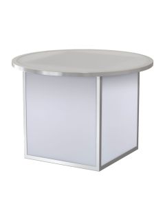 unlit acrylic cocktail table with steel frame