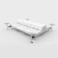 Endless Powered Double Square Low Back Sofa w/ 4 Glass Round Tables