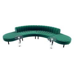 Endless Powered Low Back Comma Sectional w/ 2 Glass Round Tables