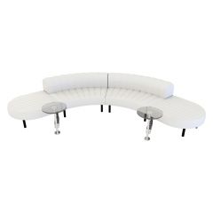 Endless Powered Low Back Comma Sectional w/ 2 Glass Round Tables