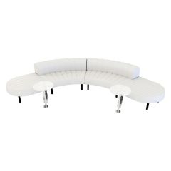 Endless Powered Low Back Comma Sectional w/ 2 Marble Round Tables