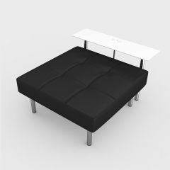 Endless Powered Rectangle Table w/ Square Ottoman, Black Vinyl