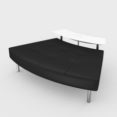 Endless Powered Small Curved Table w/ Curved Ottoman, Black Vinyl