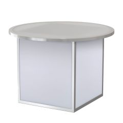 unlit acrylic cocktail table with steel frame